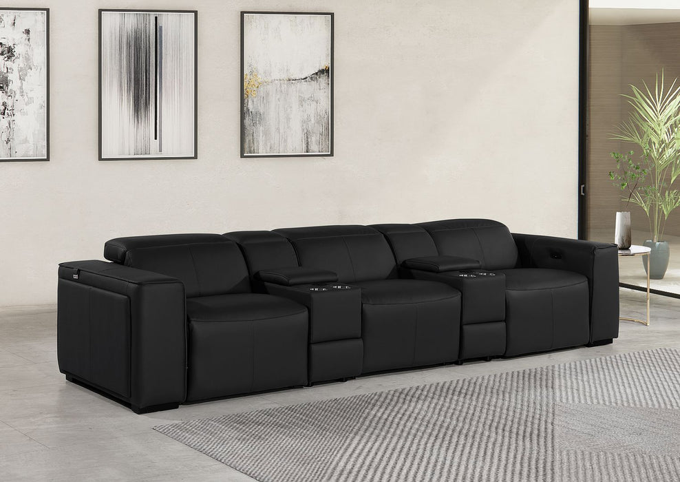 1224 - 5-Piece Modular Power Reclining Sofa In With 3 Power Recliners & Power Headrests