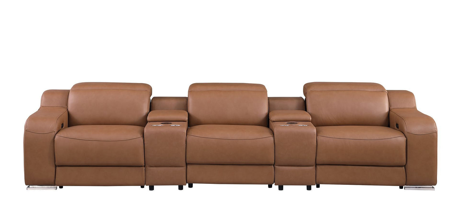 1116 - 5-Piece Modular Power Reclining Sofa In With 3 Power Recliners & Power Headrests