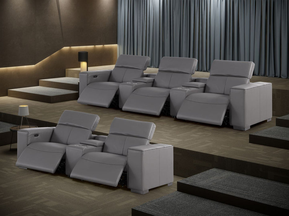 1208 - Modular Leather Sofa Loveseat With 6 Recliners And Power Headrests