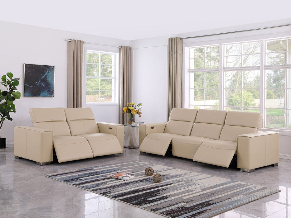 1208 - Leather Reclining Set (Sofa & Loveseat With Four Power Recliners)