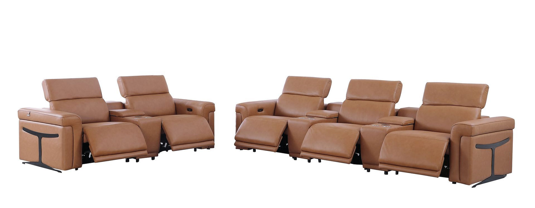 1126 - 8-Piece Modular Power Reclining Sofa & Loveseat Set In With 5 Power Recliners & Power Headrests