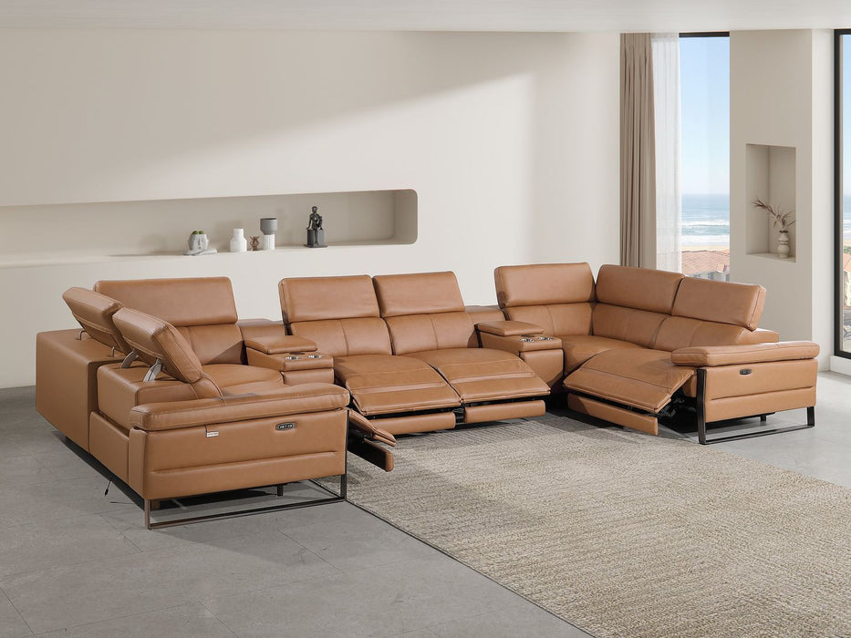 1246 - 8-Piece U-Shaped Modular Power Reclining Sectional With 4 Power Recliners And Power Headrest