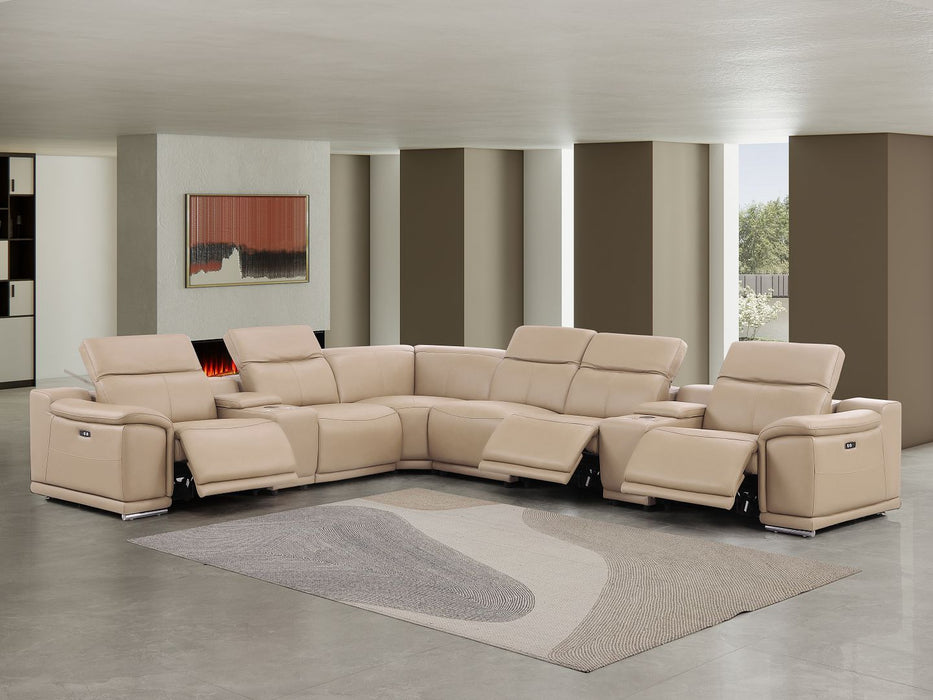 2679 - 8-Piece L-Shaped Power Reclining Sectional In Genuine Leather (3 Recliners)