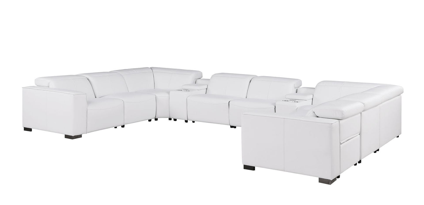 1208 - 10 Piece U Shaped Leather Sectional With 4 Power Recliners & Power Headrest