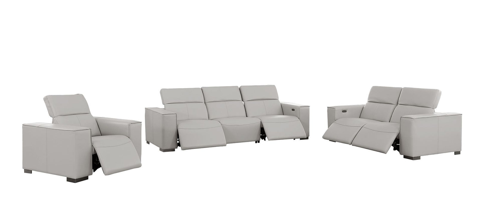 1208 - Leather Reclining Set (Sofa, Loveseat & Chair With 5 Power Recliners)