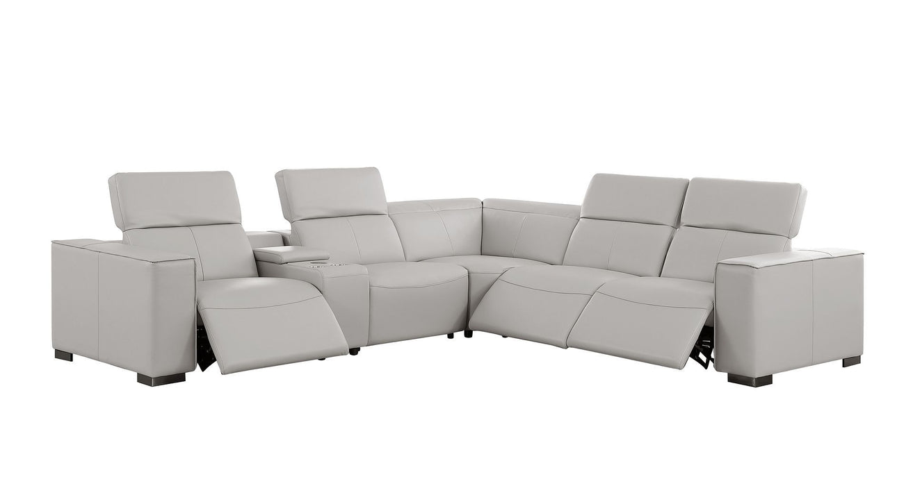 1208 - 6-Piece L-Shaped Leather Reclining Sectional With 3 Power Recliners