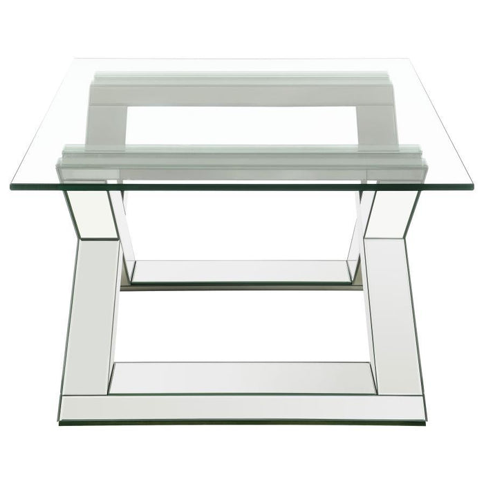 Bonnie - X-Base Rectangle Glass Top Coffee Table - Mirror