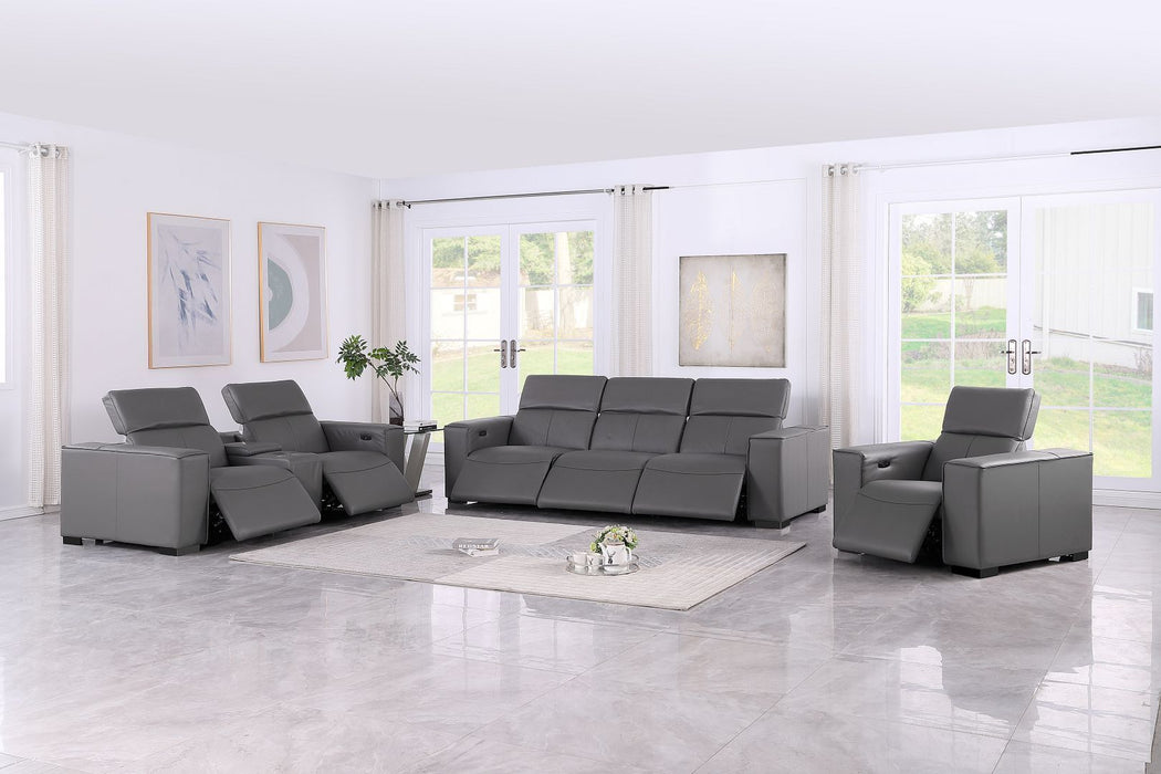 1208 - Modular Leather Set With 6 Power Recliners & Power Headrests