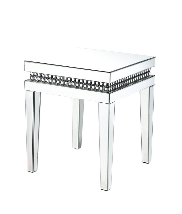 Lotus - 20" End Table - Mirrored & Faux Ice Cube Crystals