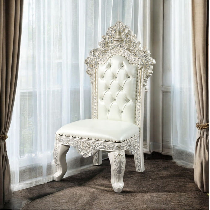 Adara - Side Chair Set of 2) - Pearl White Synthetic Leather & Antique White