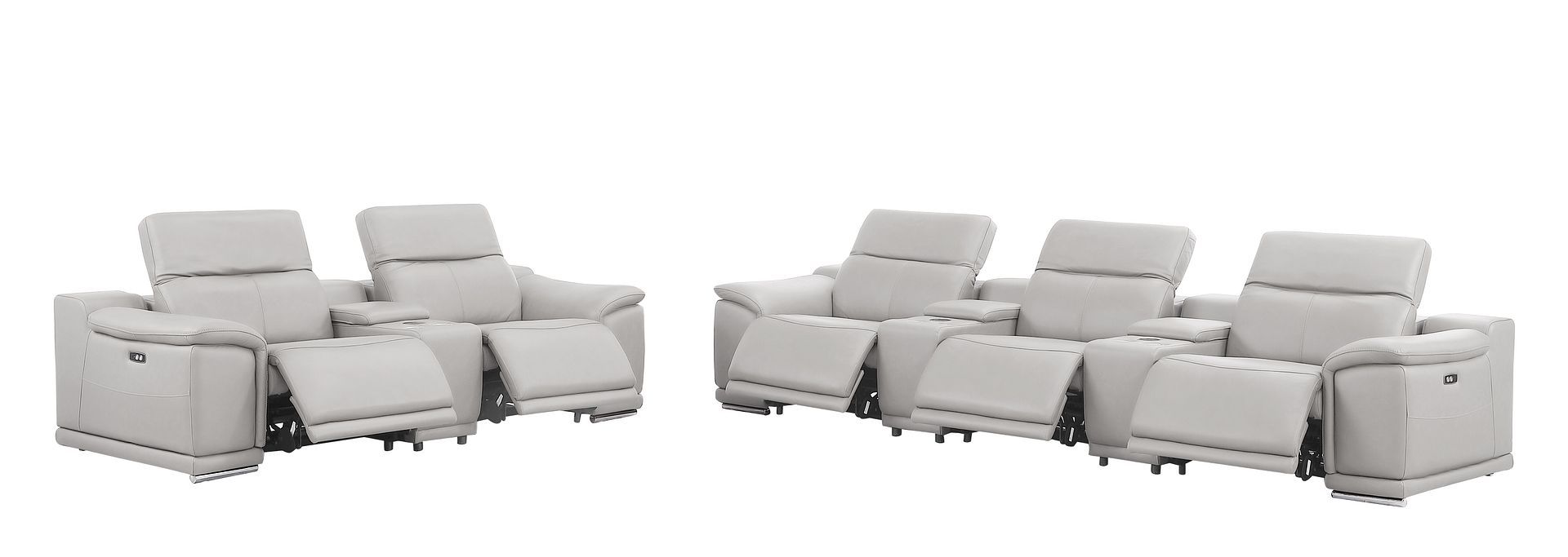2679 - Power Reclining Sofa And Loveseat In Genuine Leather (5 Recliners With Power Headrests & 3 Consoles)