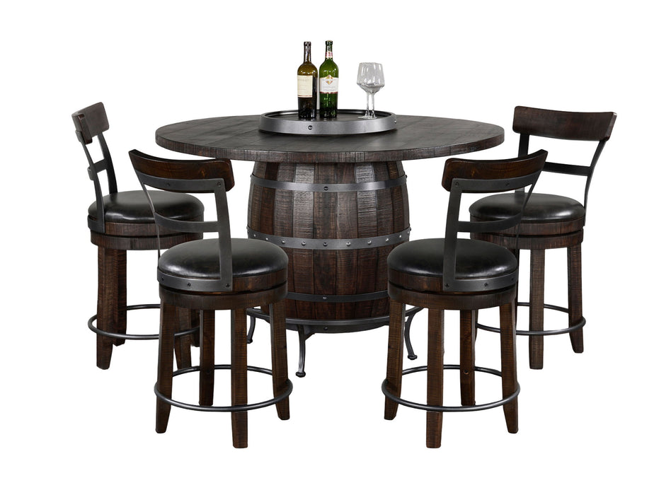 Round 5 Piece Pub Table With Side Chair Wine Barrel Set