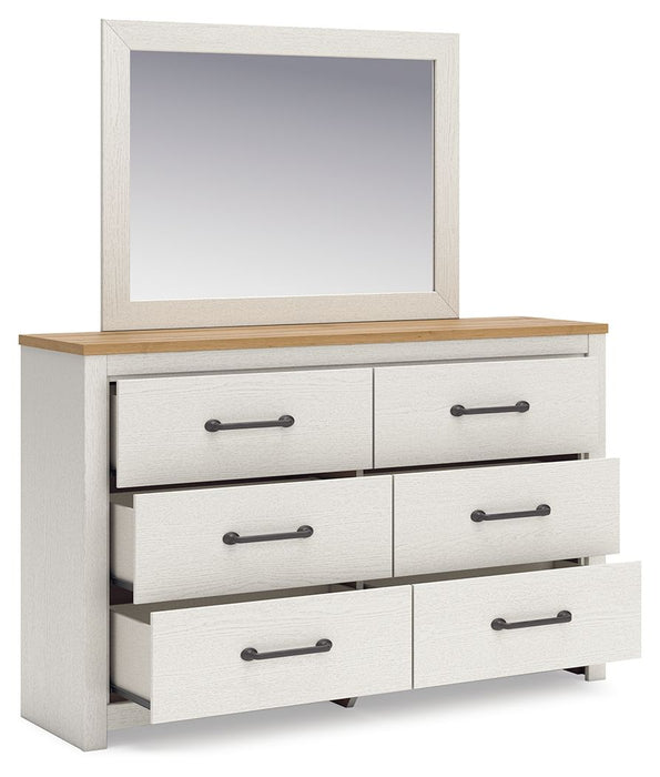 Linnocreek - White / Warm Brown - Dresser And Mirror