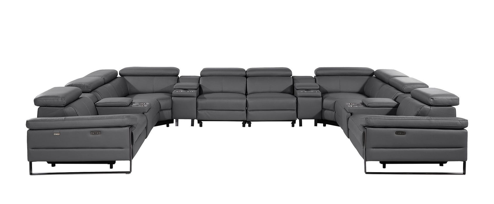 1246 - 12-Piece U-Shaped Modular Power Reclining Sectional With 4 Power Recliners And Power Headrests