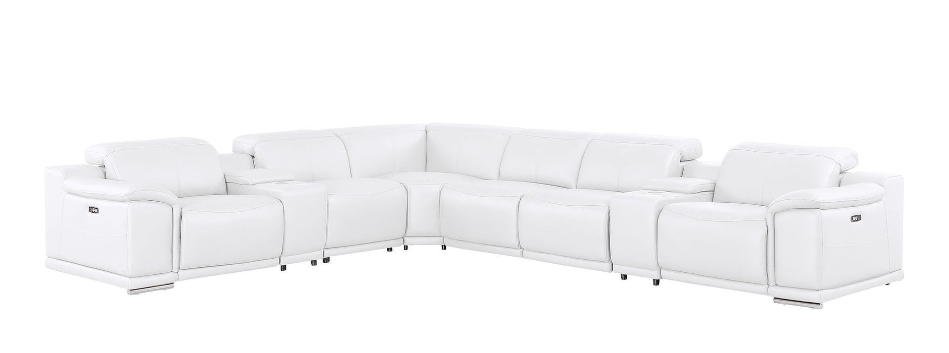 2679 - 8-Piece L-Shaped Power Reclining Sectional In Genuine Leather (4 Recliners)