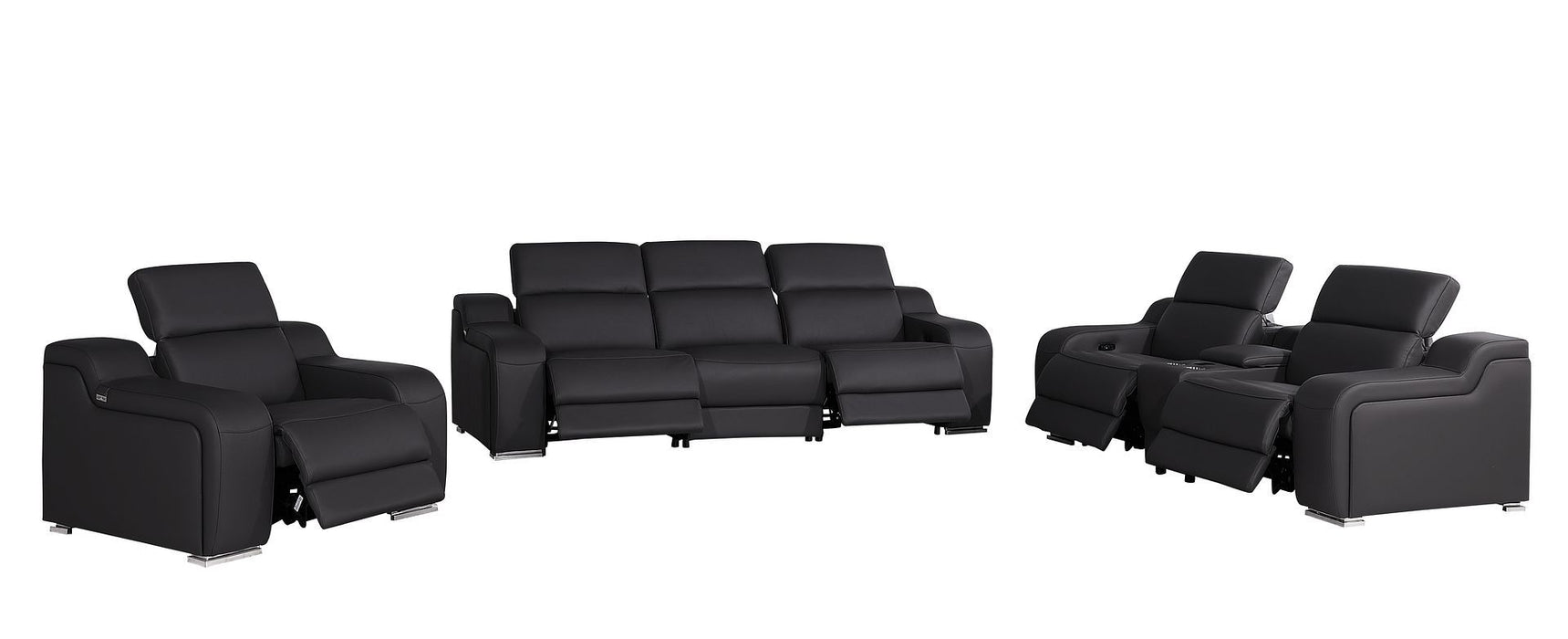 1116 - 7-Piece Modular Power Reclining Sofa, Loveseat & Chair Set In With 5 Power Recliners & Power Headrests