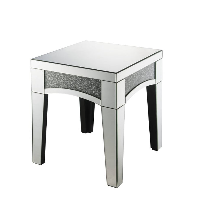 Noralie - 20" X 20" End Table - Mirrored & Faux Diamonds