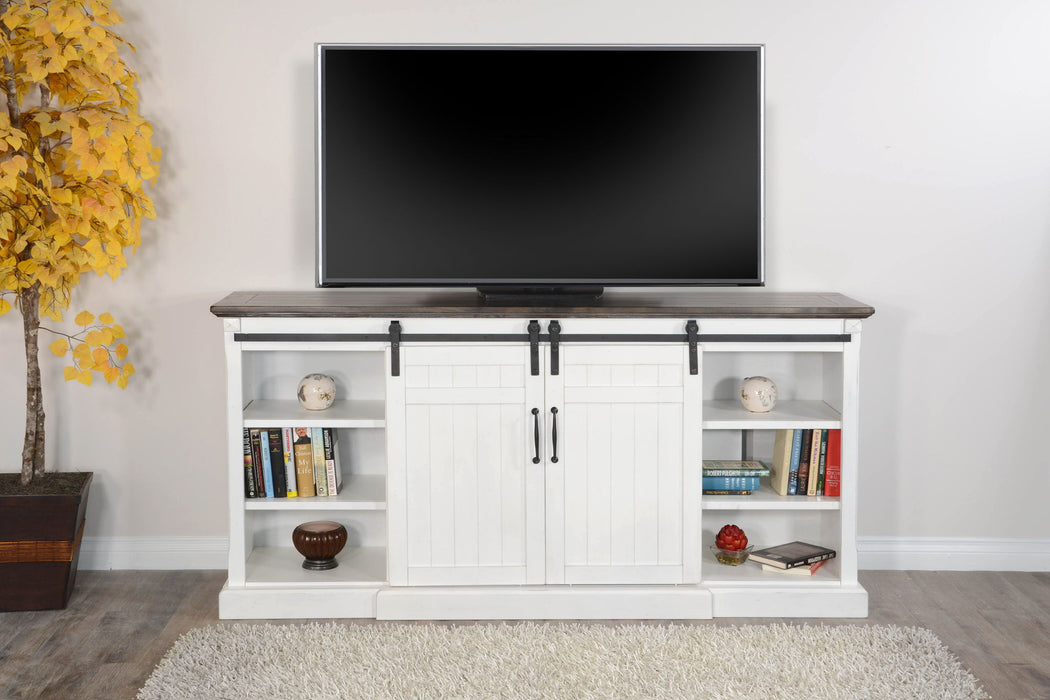 78" Barn Door Media Console With Electric Fireplace