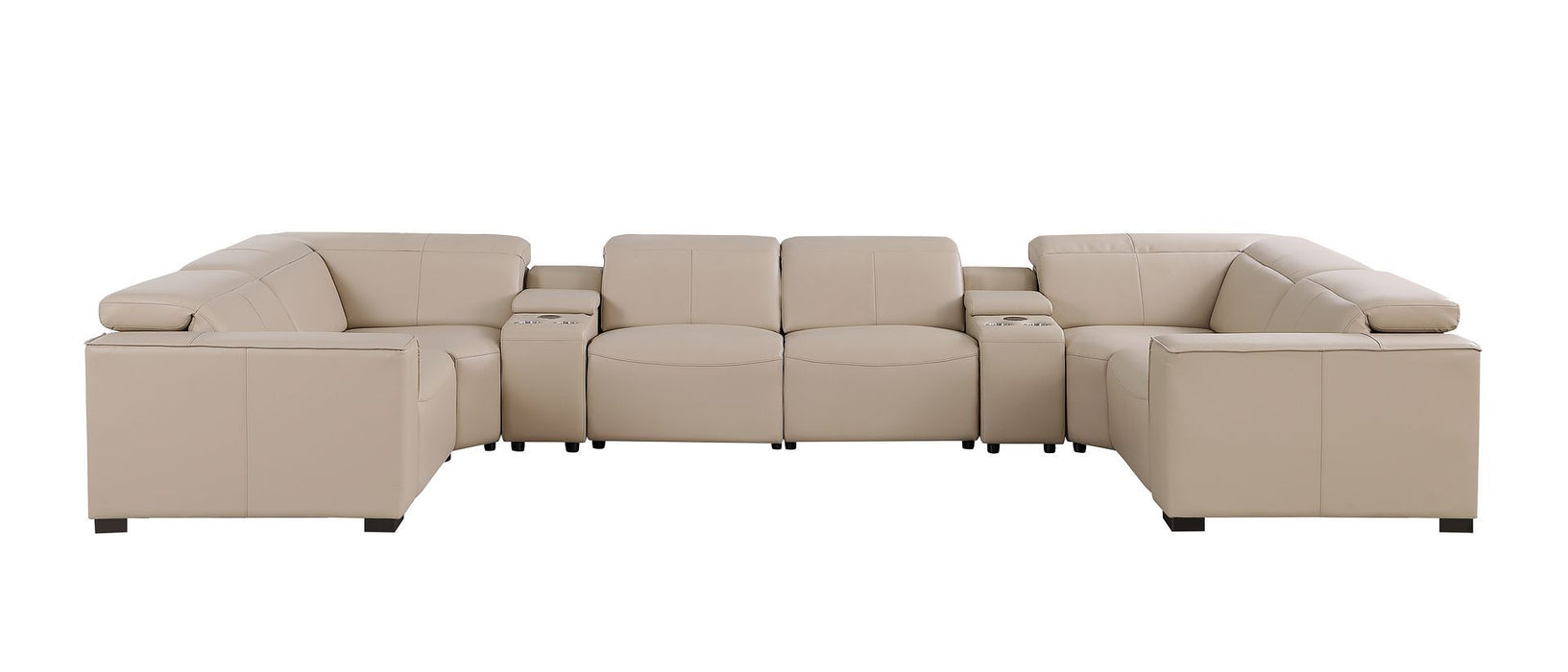 1208 - 8 Piece Modular Leather Sectional With 2 Power Recliners & Power Headrests