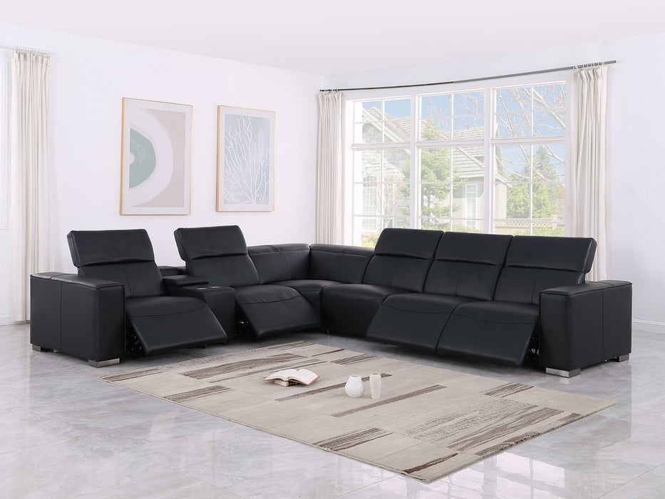 1208 - 7 Piece L-Shaped Leather Reclining Sectional With 4 Power Recliners