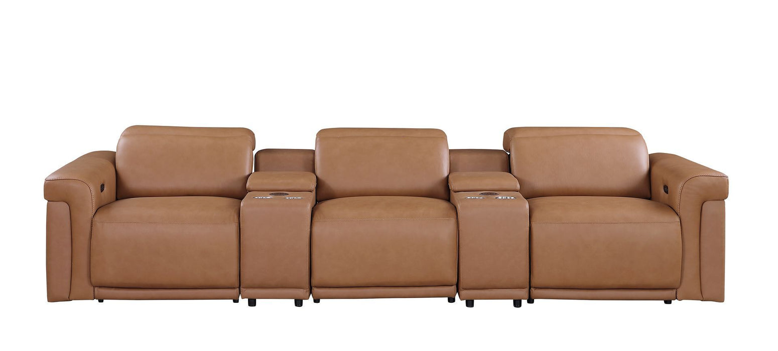 1126 - 5-Piece Modular Power Reclining Sofa In With 3 Power Recliners & Power Headrests