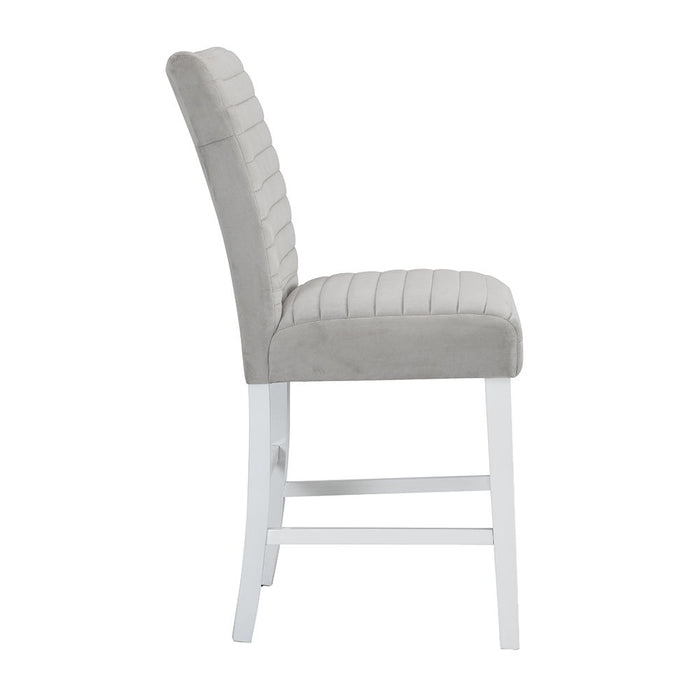 Elizaveta - Counter Height Chair (Set of 2) - Gray Velvet &White High Gloss