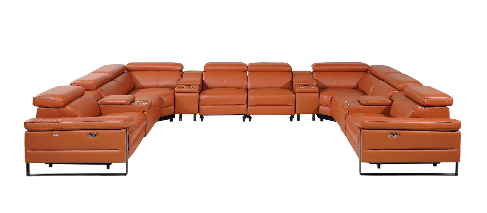 1246 - 12-Piece U-Shaped Modular Power Reclining Sectional With 4 Power Recliners And Power Headrests