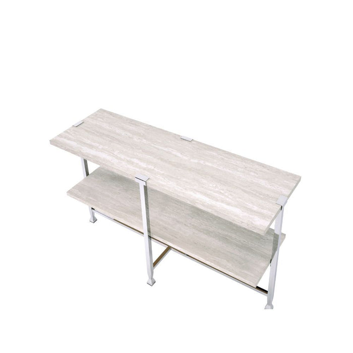 Brecon - Sofa Table - White Oak & Chrome