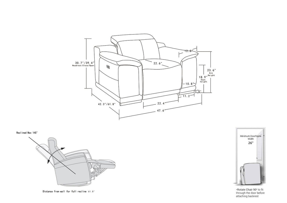 9762 - Power Reclining Chair With Adjustable Headrests