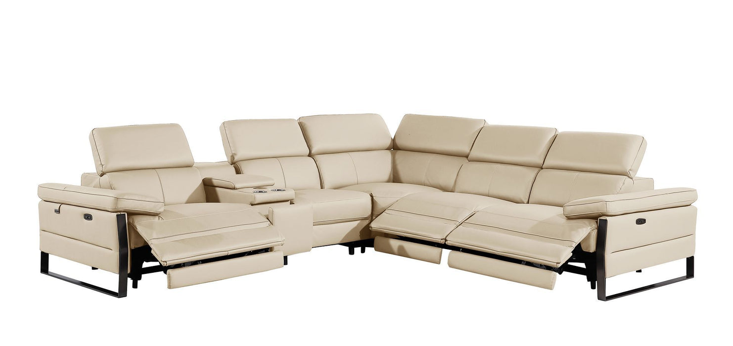1246 - 6-Piece L-Shaped Modular Power Reclining Sectional With 3 Power Recliners And Power Headrests