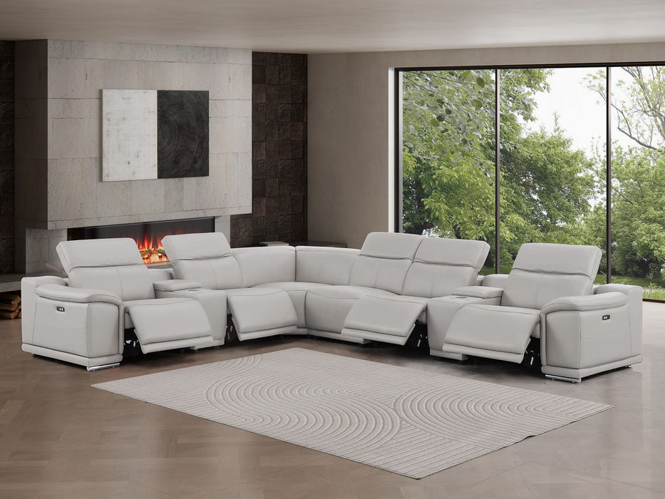 2679 - 8-Piece L-Shaped Power Reclining Sectional In Genuine Leather (4 Recliners)