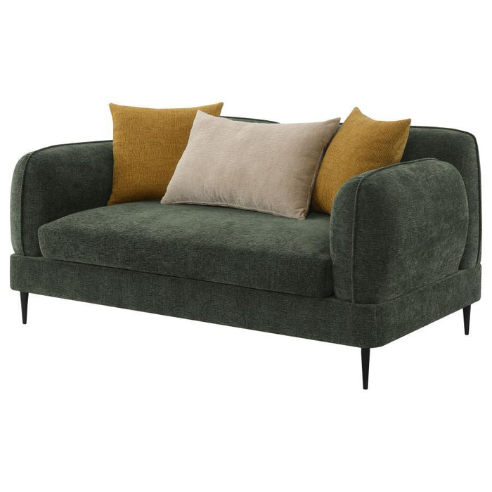 Jade - Chenille Upholstered Modern Track Arm Loveseat