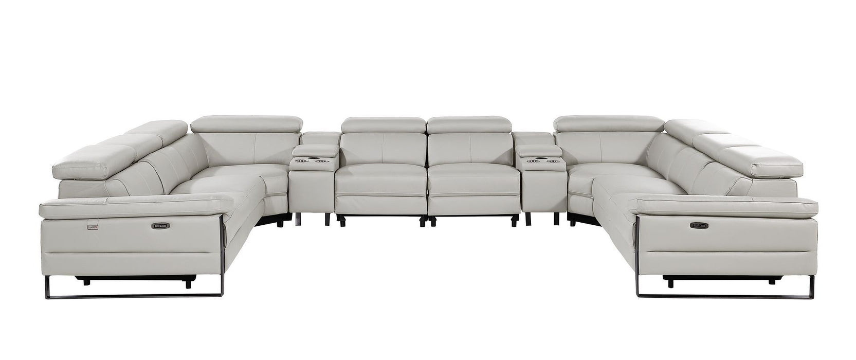 1246 - 10-Piece U-Shaped Modular Power Reclining Sectional With 4 Power Recliners And Power Headrests