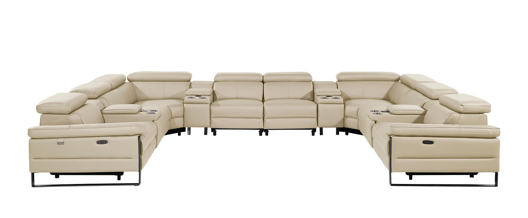 1246 - 12-Piece U-Shaped Modular Power Reclining Sectional With 4 Power Recliners And Power Headrests
