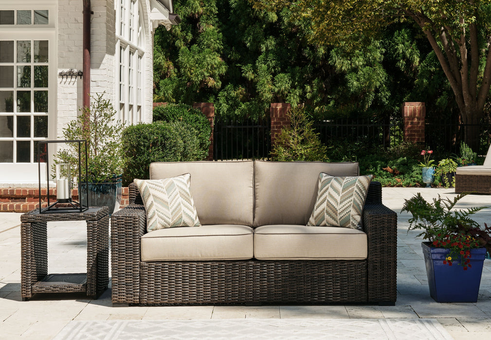 Coastline Bay - Loveseat W/Cushion - Brown