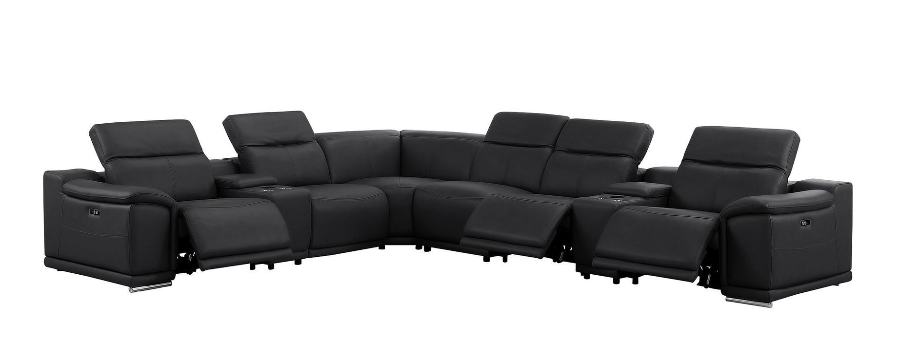 2679 - 8-Piece L-Shaped Power Reclining Sectional In Genuine Leather (3 Recliners)