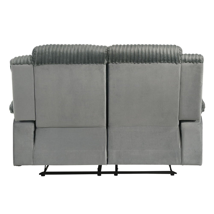 Lesley - Motion Loveseat - Gray Corduroy & Velvet