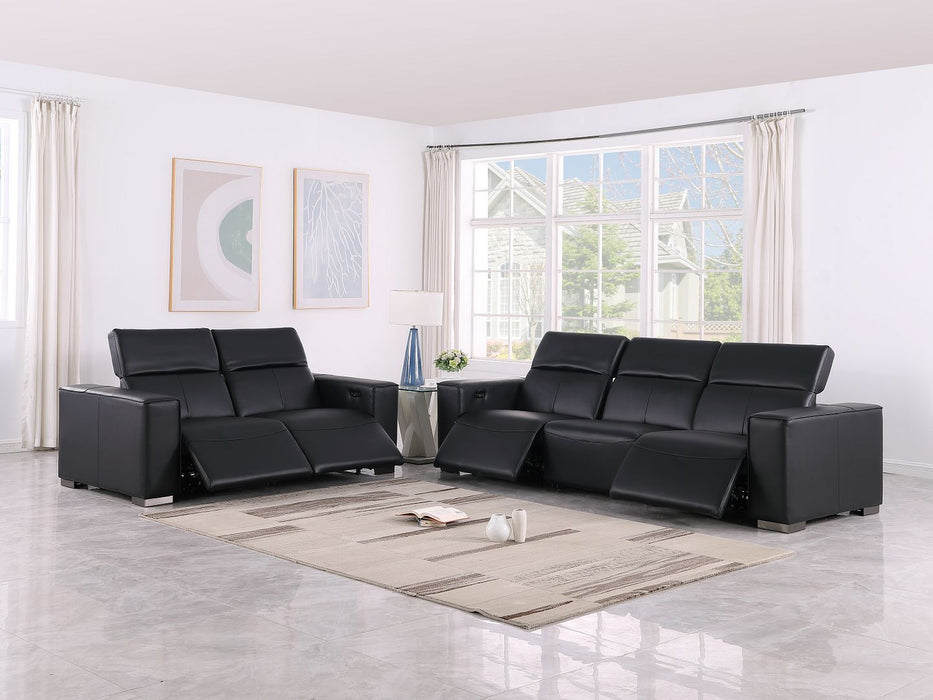 1208 - Leather Reclining Set (Sofa & Loveseat With Four Power Recliners)