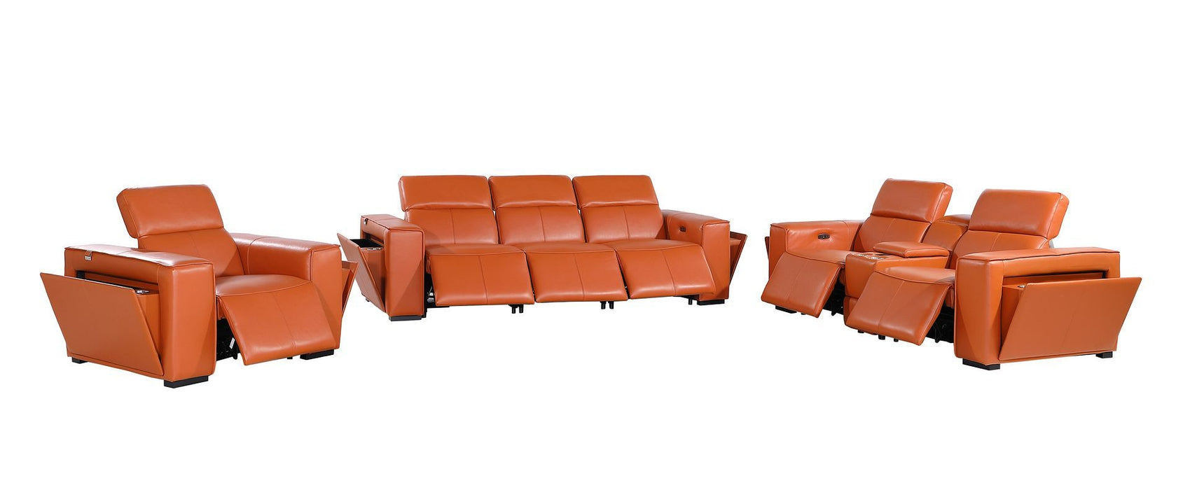 1224 - 7-Piece Modular Power Reclining Sofa, Loveseat & Chair Set In With 6 Power Recliners & Power Headrests