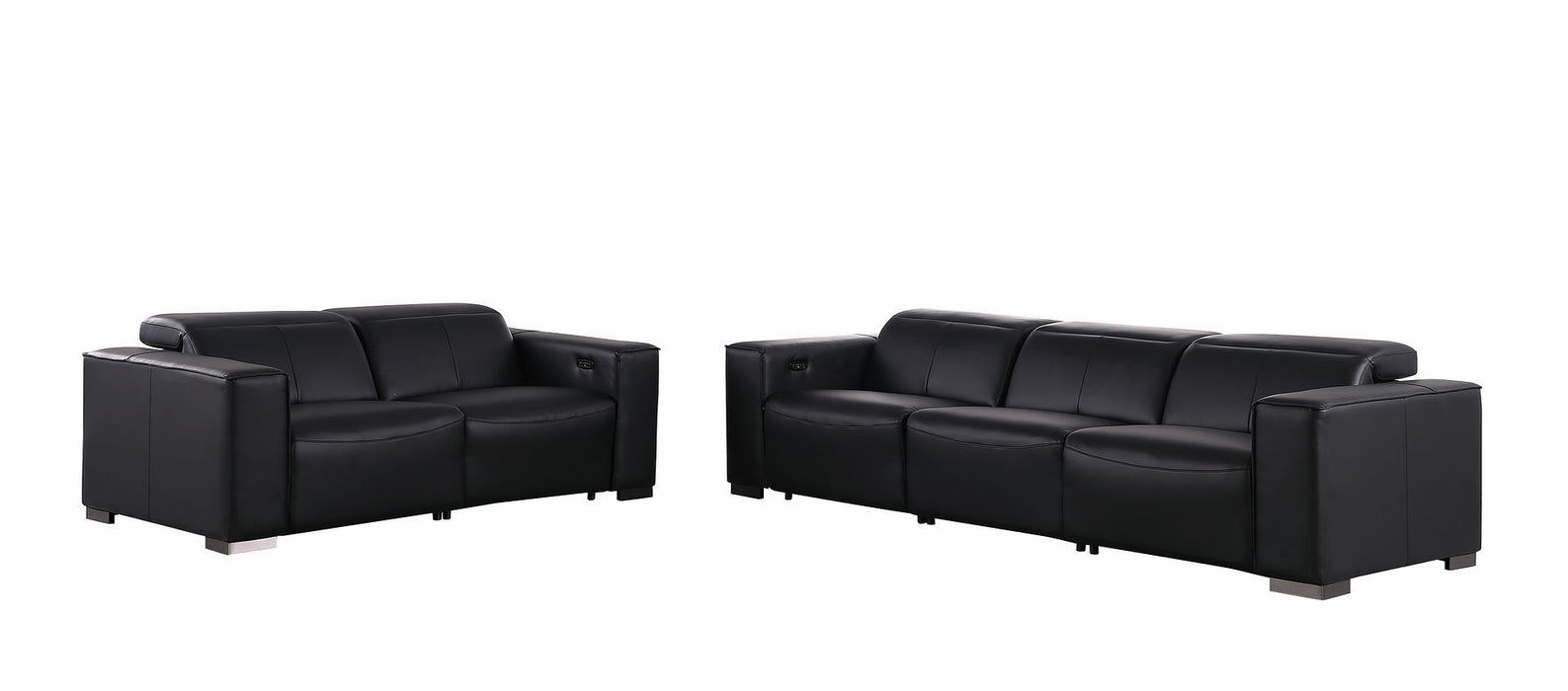 1208 - Leather Reclining Set (Sofa & Loveseat With Four Power Recliners)