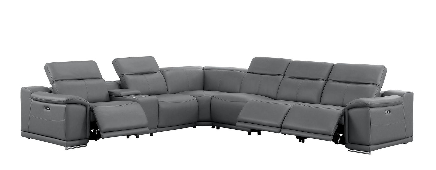 2679 - 7-Piece L-Shaped Power Reclining Sectional In Genuine Leather (3 Recliners)