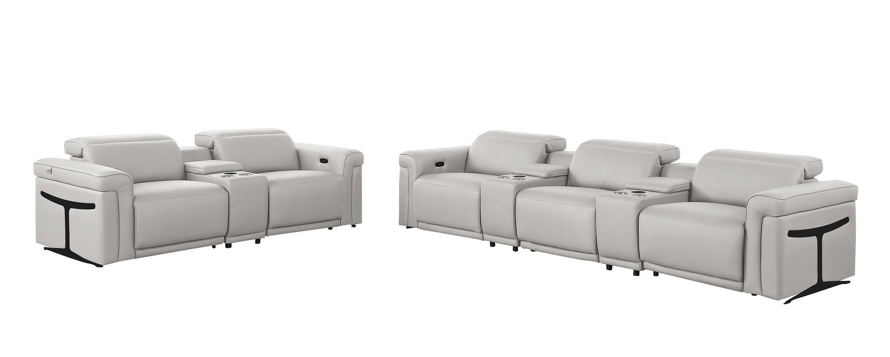 1126 - 8-Piece Modular Power Reclining Sofa & Loveseat Set In With 5 Power Recliners & Power Headrests