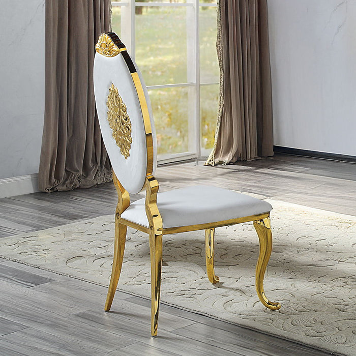 Fallon - Side Chair Set of 2) - White Velvet & Mirrored Gold