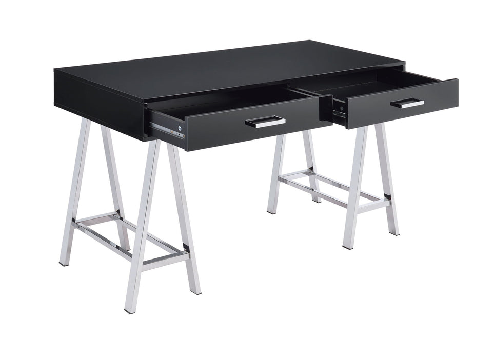 Coleen - Writing Desk - Black High Gloss & Chrome