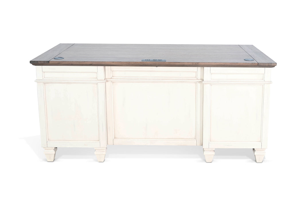 Pasadena - Desk With Drawers - Buckskin / Marble White