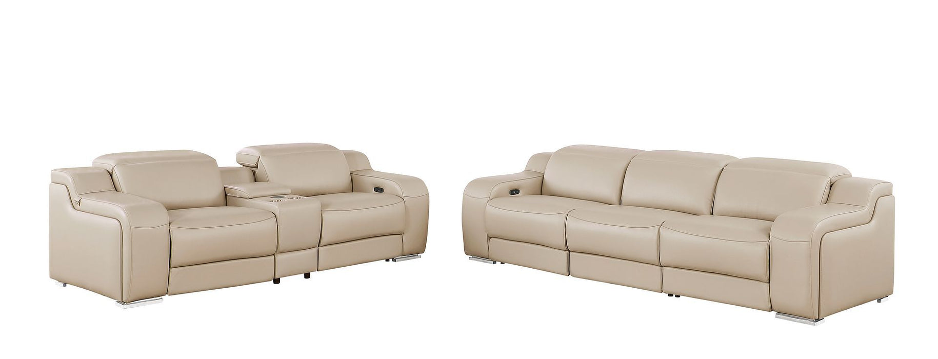 1116 - 6-Piece Modular Power Reclining Sofa And Console Loveseat Set In With 5 Power Recliners & Power Headrests