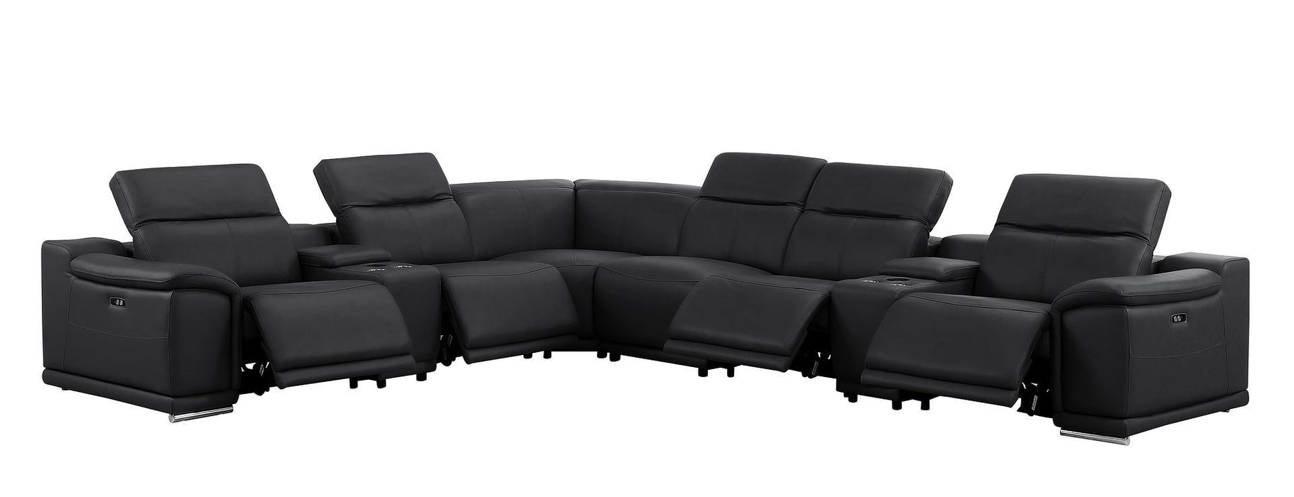 2679 - 8-Piece L-Shaped Power Reclining Sectional In Genuine Leather (4 Recliners)
