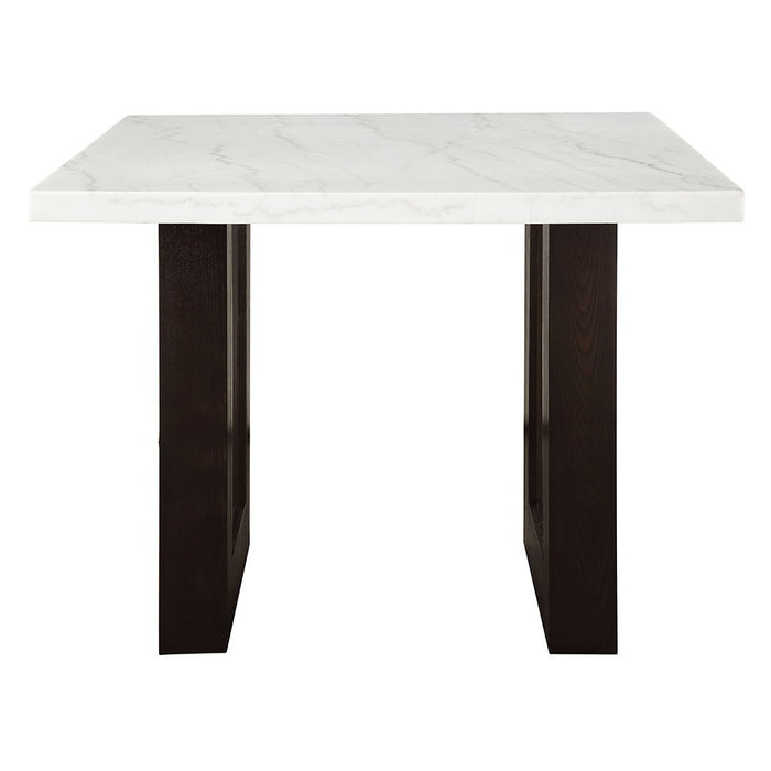 Edwyn - Counter Height Table - White Natural Marble Top & Espresso