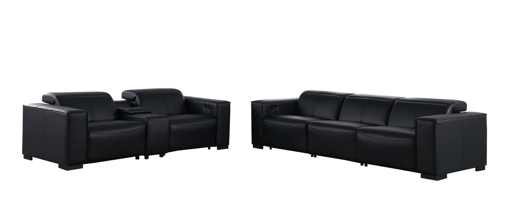 1208 - Leather Reclining Set (Sofa & Loveseat With 5 Power Recliners)