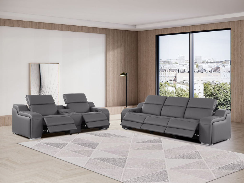 1116 - 6-Piece Modular Power Reclining Sofa And Console Loveseat Set In With 5 Power Recliners & Power Headrests